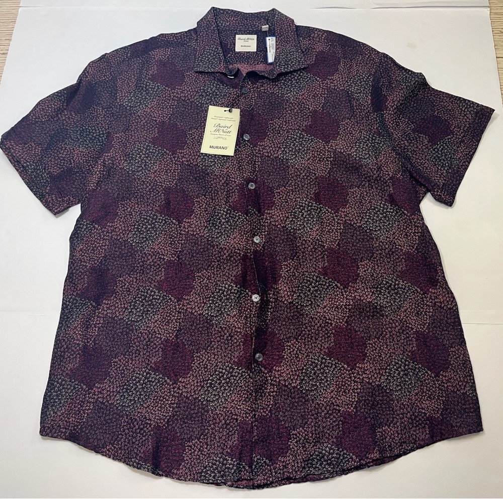 Murano Baird McNutt Linen Button Down Shirt Mens XL Purple Plum Short Sleeve